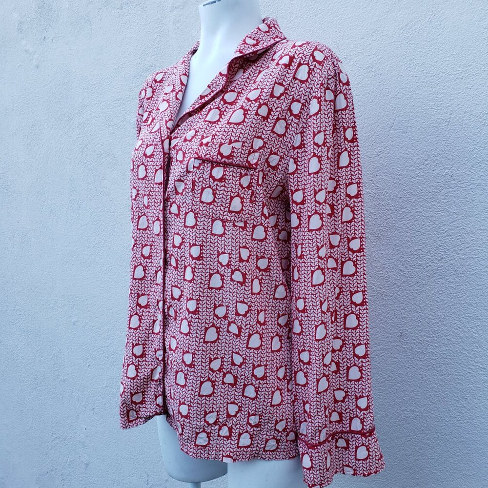 heart print silk pajama top - Picture 5 of 9